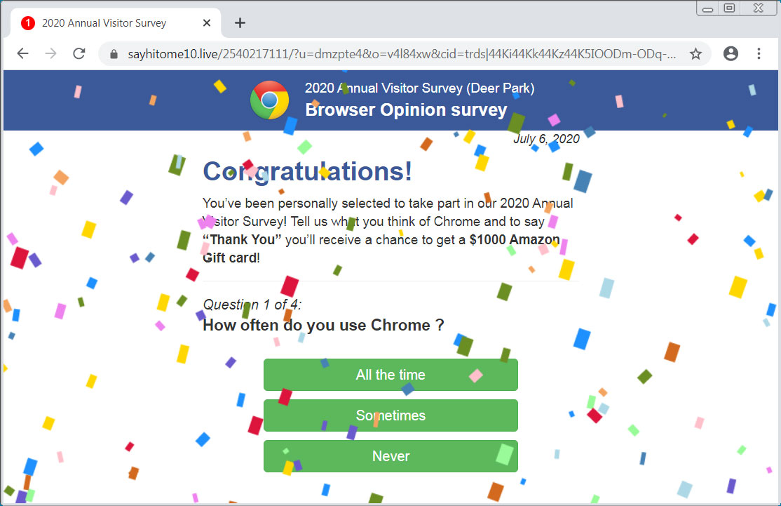 Chrome Annual visitor survey scam