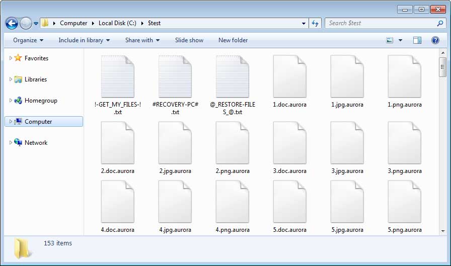 Folder of encrypted .aurora files