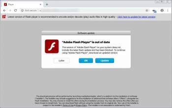 Adobe Flash Player is out of date Scam Screenshot