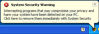 Fake security alert promoting System Security