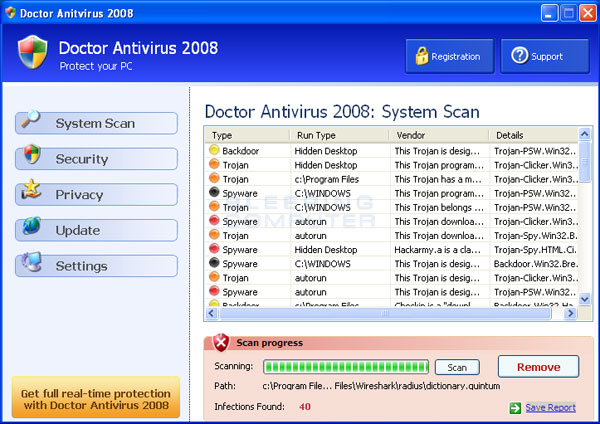 Doctor Antivirus scan results