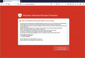 Windows Defender Browser Protection Tech Support Scam Screenshot