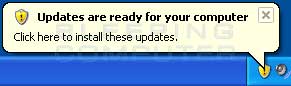 Install updates alert in Windows XP