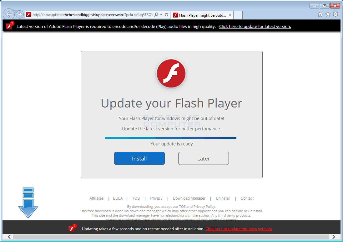 Fake Flash Player Update Advertisement