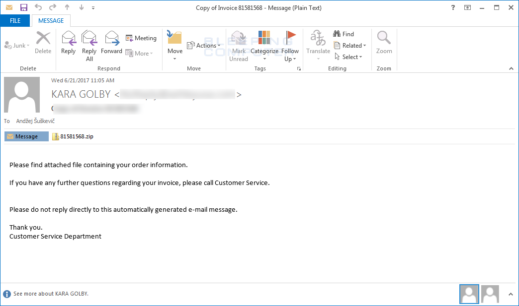 Emails spreading new Locky version