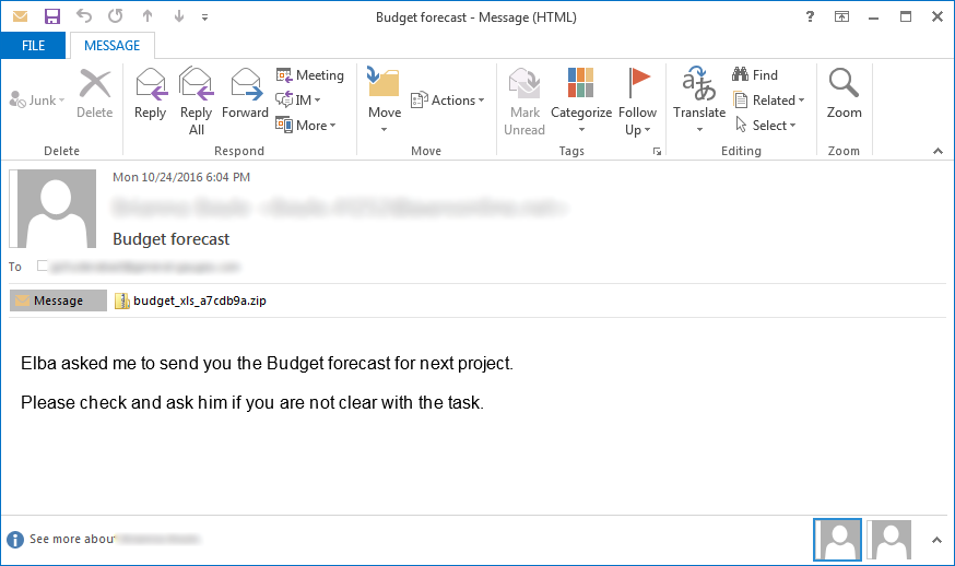 Budget Forecast Locky SPAM Email