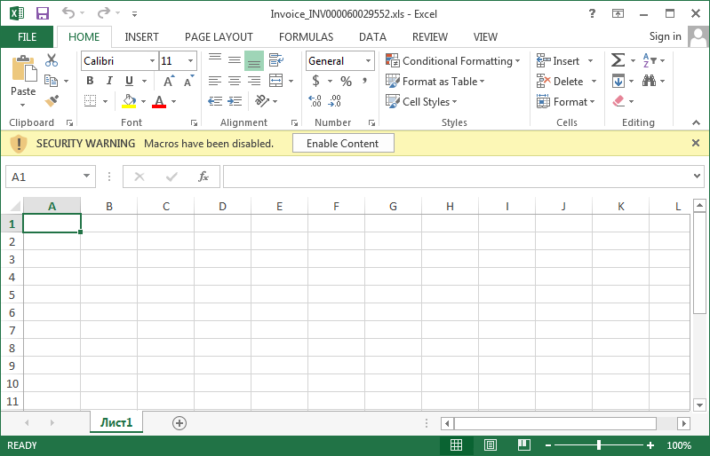Excel Spreadsheet Distributing Locky